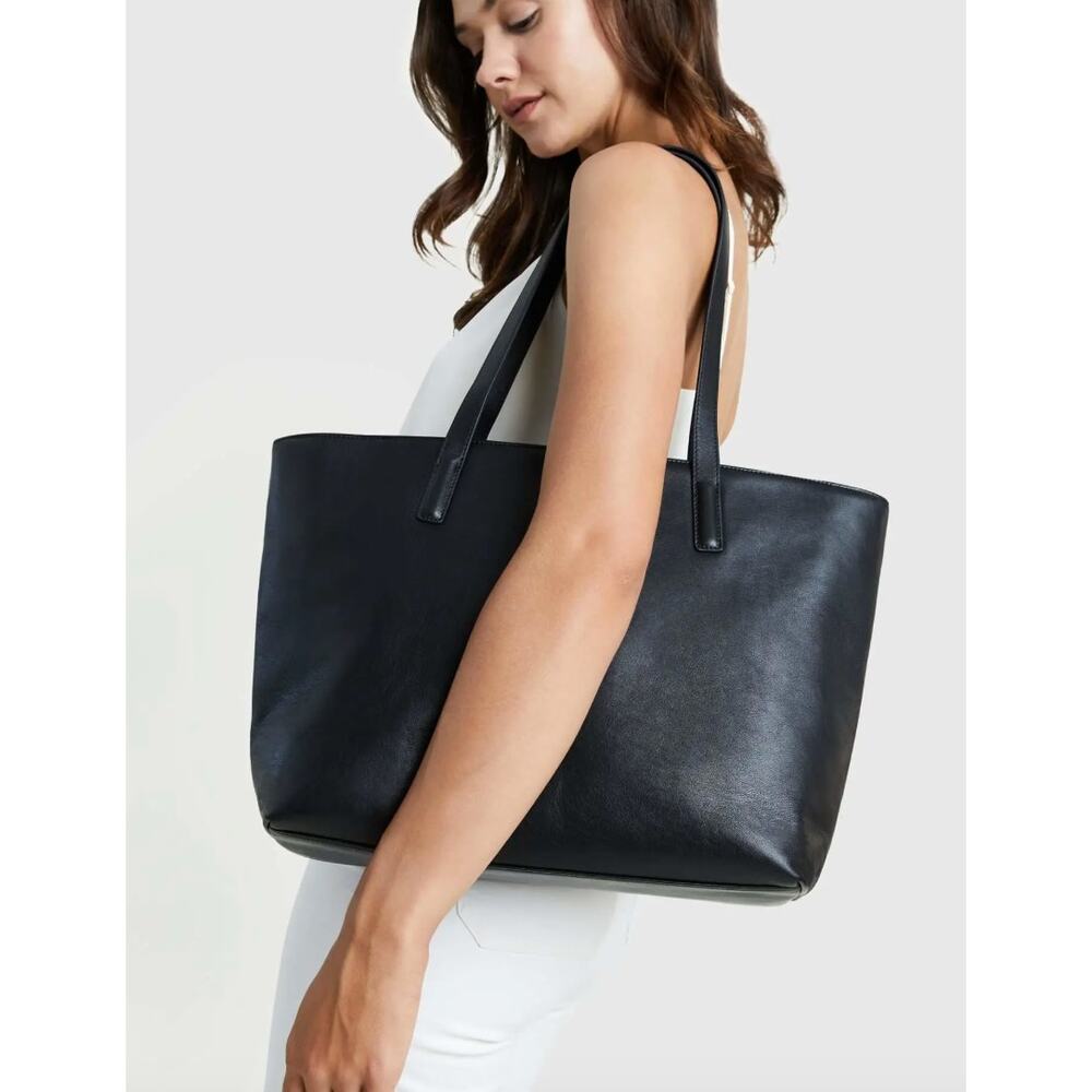 Quince NEW Classic Italian Leather Tote, Black - Picture 2 of 11